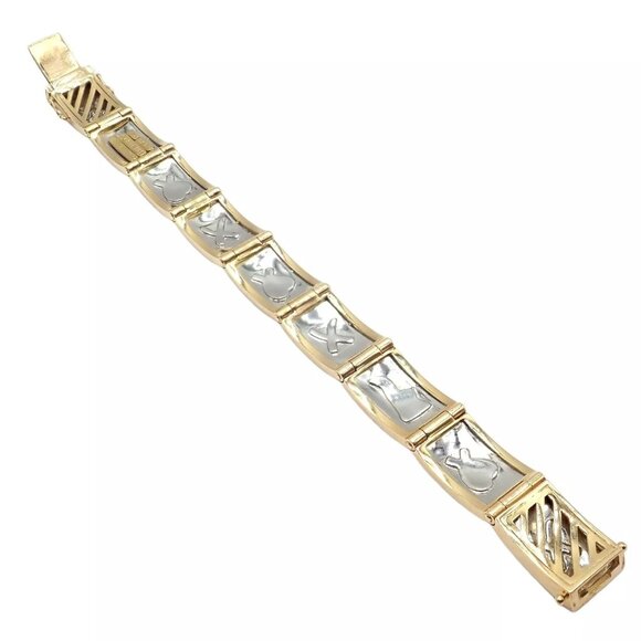 Vintage! Tiffany & Co Picasso 18k Yellow Gold Platinum Signature Panel Bracelet - Picture 12 of 14